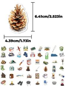 50 pièces Autocollants de collage de camping, créatifs et raffinés avec des designs de carte d'allumettes, de tente. Parfaits pour décorer les albums de découpage, les valises, les guitares, les skateboards, les bouteilles d'eau, les ordinateurs portables - Autocollants pour artisanat