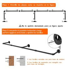 1 pieza de estante de exhibición de pared de armario de hierro negro de 185 cm montado en la pared con varilla de suspensión de ropa,Perchero Industrial de Pared,tubos Para Colgar Ropa lavanderia ,Estante de Ropa, Barra Multiusos de Ropa Desmontable, Ahorrar Espacio, Adecuado para Balcones, Recibidores, Baños, Dormitorios Estante de Metal Negro para Dormitorio, Lavandería y Tienda de Ropa de tubería industrial resistente para uso multifuncional en tiendas de ropa - Negro - Ver 7