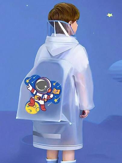 Boys Cartoon Print Raincoat, For School And Outdoor Use - 1 Pc