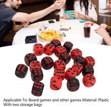 48PCS Juego de Dados de 6 Caras, 15MM \/ 0.6inch Juego de Dados de Juego de Mesa de Plástico Negro Y Rojo a Prueba de Agua Juego de Dados de Esquina Cuadrada con 2 Bolsas de Almacenamiento para Party B - negro - Ver 3