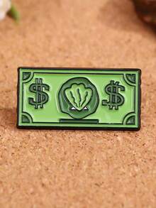 1pc Unique Winged Currency Shaped Alloy Fixed Brooch, Fashion Lapel Collar Decor Accessory