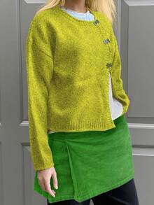 Women's Casual Long Sleeve Metal Button Cardigan, Suitable For Daily Wear, Brunch, Tea Party, Travel, Country Music Concert, Spring/Autumn/Winter