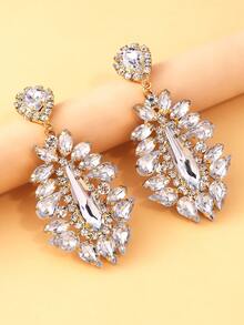 1 Cặp bông tai mặt dây chuyền hình giọt nước lấp lánh, thiết kế bông tai đính đá cho nữ - Vàng - Xem 2