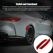 2PCS Reflective Trim Side Marker Stickers, Reflective Car Stickers, Side Reflectors Car, Auto Exterior Accessories Reflector Guard Fit Truck Wheel Well Arch Bumper Fenders (White) - 紅色 - 查看 3