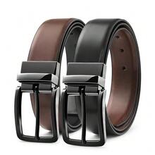 MILORDE Men's Reversible Leather Belt For Casual Golf Dress Pants Shirts, Double Style - 2 Sides{"Size_name":"34(FitsWaist32\"-33\"Adjustable)","Color_name":"Black/Brown-M901"} - 多色10 - 查看 1