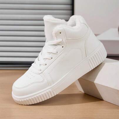 Botas de nieve casuales y unisex para exteriores, botas acolchadas de alta altura y gruesas, botas versátiles y ligeras con cordones, adecuadas para exteriores