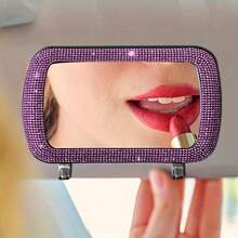 1 pieza Espejo de visera de coche con diamantes de imitación (versión sin luz) - Accesorio de maquillaje creativo, regalo perfecto para el hogar, espejo de visera de coche, espejo de decoración de diamantes popular, espejo compacto de visera de coche - Superficie de espejo de vidrio rectangular y plano, herramienta auxiliar de espejo retrovisor para mujeres, accesorio de coche | Regalo ideal, accesorio de para conducir | Estética moderna | Vidrio duradero, espejo de visera de coche - Multicolor - Ver 5