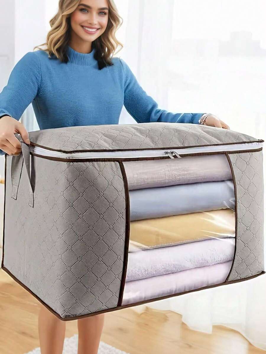 1pc Large Capacity Storage Bag, Non-Woven Quilt Storage Bag, Quilt Travel Moving Storage Packing Bag, Clothes Luggage Storage Bag, For Seasonal Storage And Organization Decorations, Autumn Decor, Festival Decor, Room Decor, Wardrobe, Under Bed Storage Box And Living Room Storage Bag, Christmas For Holiday Gift Giving