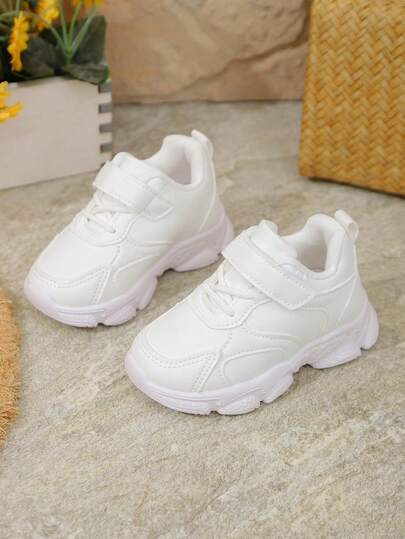 1 双儿童休闲运动鞋，幼儿步行鞋，纯色，防臭，透气 PU 皮革，拼接，低帮，钩环，街头，校园，小学男孩和女孩，运动鞋，轻便，户外跑步鞋