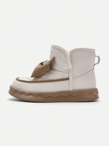 Balabala 女童羊毛衬里雪地靴，低帮蝴蝶结冬靴，舒适且