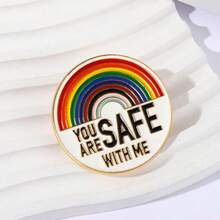 1pc Creative Rainbow Letter Badge Brooch, Fashion Enamel Lapel Pin, Collar Pin, Clothing Brooch, Metal Brooch, Fashion Jewelry Gift For Friends Christmas