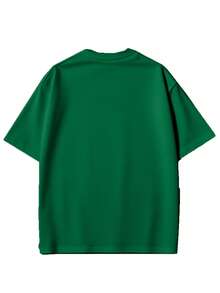Melrose Avenue Los Angeles Crop T-Shirt Urban Streetwear Script Logo Back Print Casual Summer Lightweight Top Boxy Style Hip Hop Fashion-Unisex-L91 - 綠色 - 查看 2