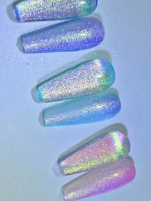 4pcs Nail Glitter Set, Designed For Women's Pride Month And Music Festivals, Super Strong Multi-Color Holographic Mermaid Aurora Nail Glitter - Multicolor - View 6