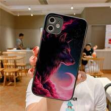 Funda con estampado de lobo negro compatible con  14 X XR XS 7 8 Plus 11 12 13 pro MAX 13mini, funda mate a prueba de golpes, compatible con funda de  17, funda de  17 Pro, funda de  17 Pro Max - z6 - Ver 12