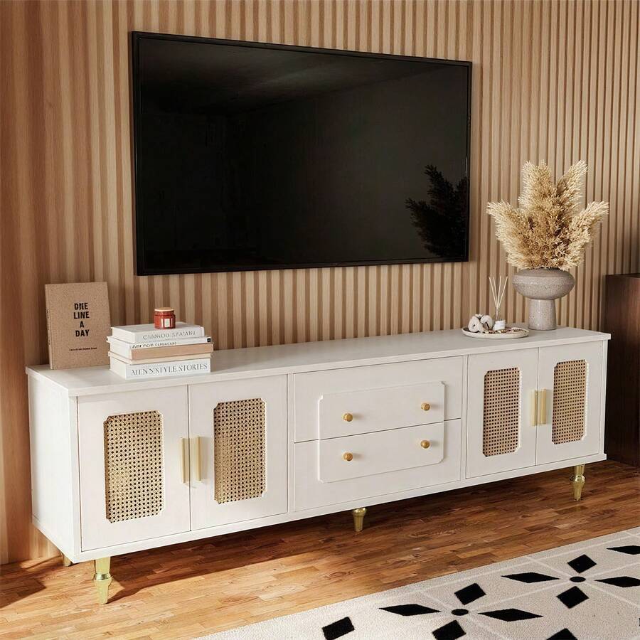 Television Stands & Entertainment Centers - Vit + Spånskiva + 180-190 cm - Visa 1