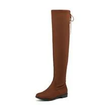 Women's Suede Knee High Boots Elegant Fashionable Ultra Long Boots With Side Zipper And Sock Design For Autumn & Winter Wearing - 咖啡棕 - 查看 5