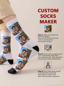 1 Pair Of Customized Face Men's Mid Tube Socks, Put Any Face On Socks, Personalized Socks For With Photos, Interesting Customized Picture Pairs With Medium To Long Socks, Suitable For Valentine's Day, Birthdays, Gift Giving, And Other Occasions,Personalized, Fun, Rich And Colorful, Creative Anime Cartoon Design, Holiday Gifts,Gymboy - Multicolor - View 5