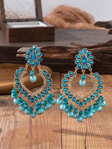 1 pereche cercei eleganti la modă, retro, exagerați, în formă de inimă, cu clopot