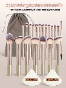 MAANGE 13/16/23pcs Professional Aluminum Makeup Brush Set, Includes Soft High-Quality Synthetic Bristle Makeup Brushes, Foundation Brush, Powder Brush, Blush Brush, Concealer Brush, Contour Brush, Nose Shadow Brush, Eyeshadow Brush, Eyeliner Brush, Eyebrow Brush, Detail Brush, Face Brush, Highlighter Brush, Etc. Travel Makeup Brush Set For Women And Girls. - Gold - View 4