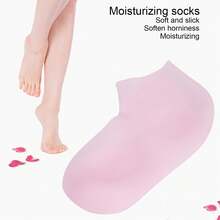 Calcetines de silicona para mujer, calcetines hidratantes para pies, calcetines de gel suave, calcetines de aloe, calcetines de pedicura de spa para mujer para reparar pies secos, talón agrietad - Rosa - Ver 6