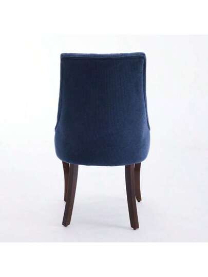 Rayon Cloth Flocking Linen Dining Chairs Channel Kitchen Dinner Stoel Comfy Fabric Upholstered Accent Room Curved Solid Wood Legs,Set Of (Beige), DE1847BG view 6