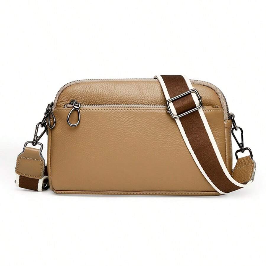 Soft Leather Fashion Women's Bag - Khaki - View 1