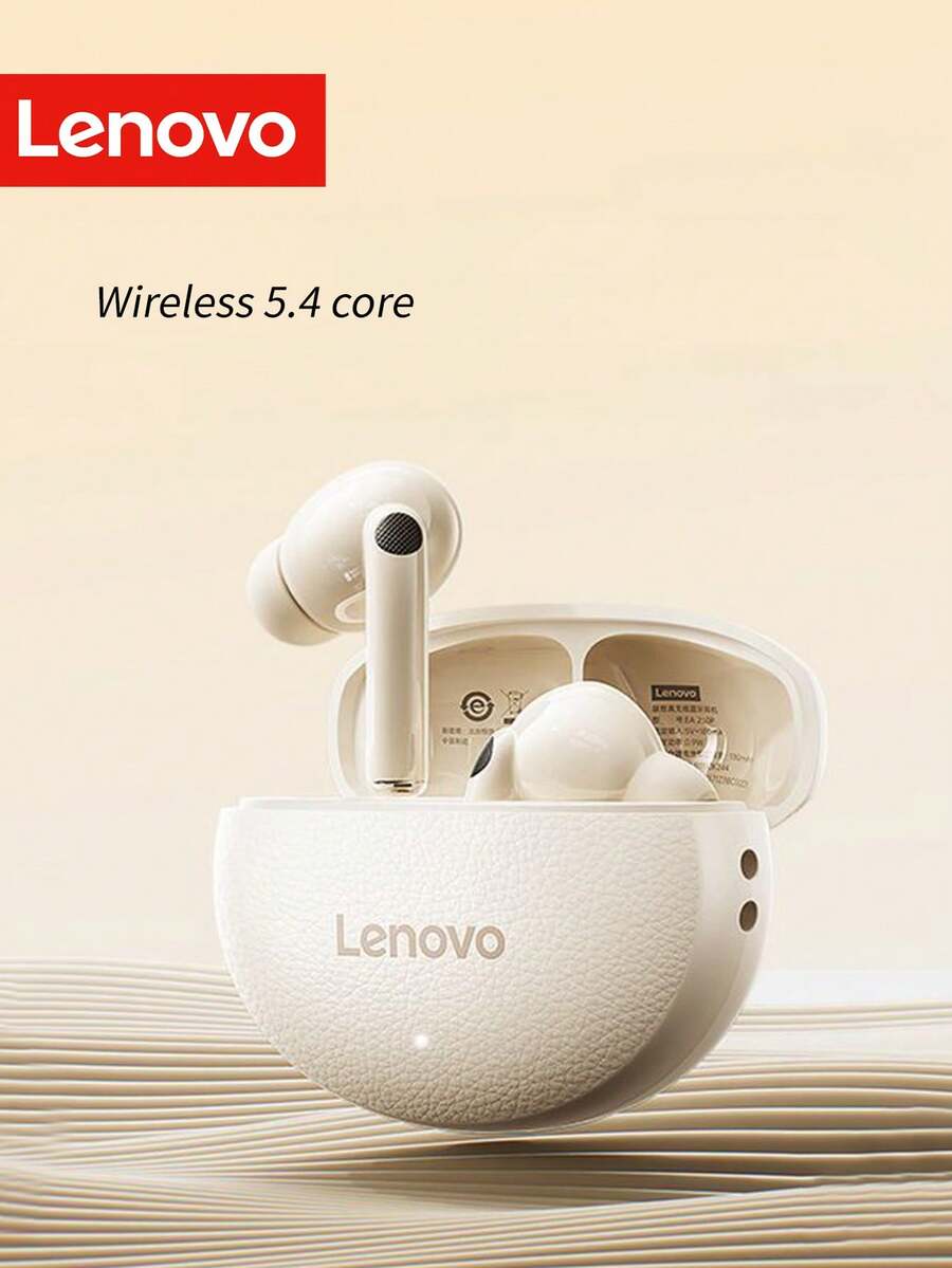 Lenovo Classic In-Ear Headphones, 2025 New Model, Wireless BT5.4 Connection, Ultra-Low Latency, Long Battery Life, High-Quality Sound, Classic Design, Smart Call Noise Cancellation - Moon Rock White - View 1