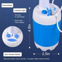 1pcs Portable USB Charging Watering System With Shower Pump- Multi-Purpose For Camping Shower/ Car Cleaning/ Pet Bathing/ Gardening Lrrigation, PVC Material Standard Thread, All-Season Outdoor Multi-Function Tool