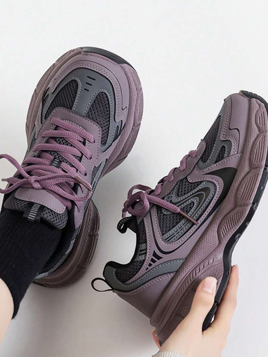 香芋紫厚底运动鞋，复古甜美风，秋冬出行必备
