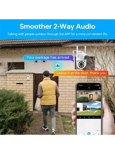 2.4/5Ghz Dual Lens Outdoor Camara Vigilancia, Security Camera ,Cctv Wifi Connect To Cellphone,355° PTZ, Motion Detection Two Way Audio,USB Powered ,Support Cloud Storage SD Card (Requires Purchase) view 8