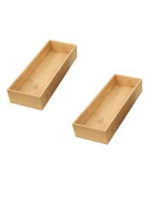 1pc Bamboo Storage Box Mostly Use Bamboo Wooden Box Desktop Rectangular Uncovered Dim Sum Hot Pot Vegetable Solid Wood Packaging Box