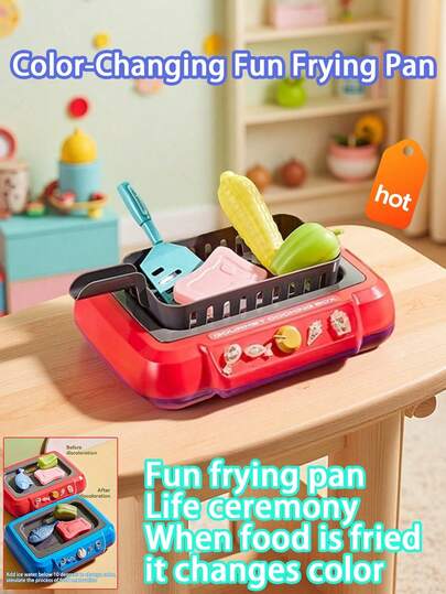 Children's Electric Color-Changing Kitchen Food Toy Set. With Cold-Sensitive Color-Changing Function, Featuring Realistic Food And A Multi-Functional Pretend Play Induction Cooker. Perfect For Boys And Girls, Designed For Realistic Kitchen Role-Play.