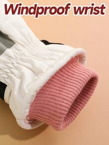 1 双儿童冬季运动滑雪手套，保暖内衬加厚保暖手套，适合户外活动、玩雪、骑自行车、徒步旅行、卡通图案，8-13 岁男孩和女孩全指手套