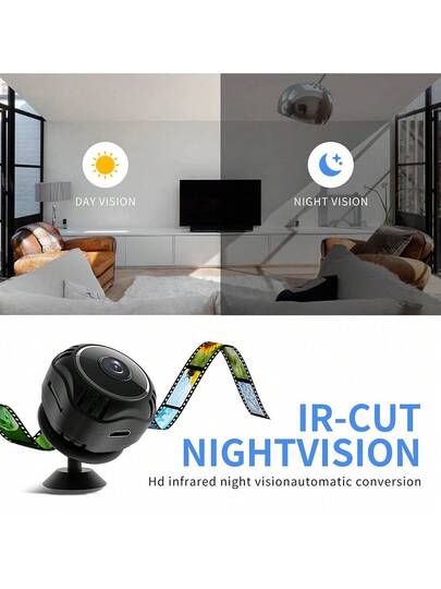 1pc Round Mini Security Camera Wireless Hidden WiFi Camera, 1080P Night Vision Function, Convenient Installation Of Magnetic Attraction, Motion Detection, 360 Adjustment, Home, Outdoor Indoor Environment, Good Choice s. view 4