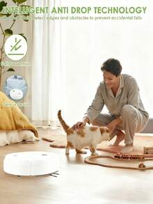 1 Piece Robot Vacuum Cleaner, Can Clean From Hard Floors To Medium-Thick Carpets, Super Suction, Ultra-Thin And Quiet, Built-In Memory Function, Multiple Cleaning Modes, 3 Cleaning Modes. Best For Removing Pet Hair, Food Crumbs, Water On The Floor - A Good Helper For Home Cleaning. - 白色 - 查看 6