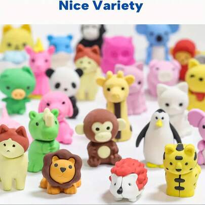 5/10/20 szt. gumek do ścierania w kształcie zwierzątek – urocze mini gumki do ołówków, zabawne puzzle ze zwierzakami na biurko, prezenty-nagrody dla uczniów i klas, artykuły szkolne, prezenty na imprezę, odpowiednie do biura lub szkoły oraz jako prezenty świąteczne, zabawne, kreatywne artykuły papiernicze, nagrody do klasy [wysyłka mieszana]