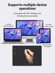 1pc OTG Digital Tablet With Drawing Pad, Passive Stylus Pen & 8 Replacement Nibs, Christmas/Birthday Gift For Girls Or Boys - Black - View 5