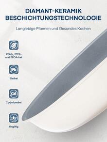 Juego De 3 Sartenes Antiadherentes De 20/24/28 Cm With Mango Extraíble, Recubrimiento Cerámico, Sartenes Induccion Apto Para Todas Las Estufas, Se Puede Lavavajillas Y Horn, Aluminio, Blanco - Grey - View 3