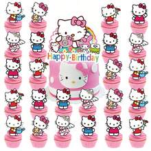 25pcs/Set Hello Kitty Cake Fork Picks, Home Party Cake Decoration DIY, Campus Party Supplies