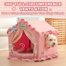 Indoor Dog House With Frame Cute Dog Tent Bed With Cover Cave Breathable Washable And Foldable House Suitable For 1020 Lb Puppy And Cats Medium 17*17*17 Pink - 中等171717 - 查看 2