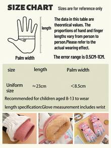 1 双儿童冬季运动滑雪手套，保暖内衬加厚保暖手套，适合户外活动、玩雪、骑自行车、徒步旅行、卡通图案，8-13 岁男孩和女孩全指手套