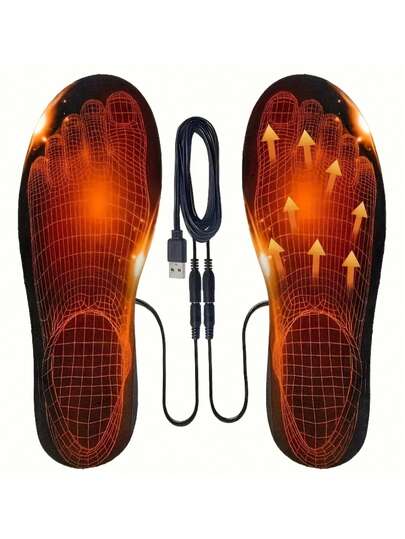 USB Heated Insole, Warm Plush Insole, Electric Foot Warmer, Winter Warmer, Compatible With Power Bank, Indoor & Outdoor Foot Warmer, Winter Warming Essential, Foot Warmer