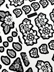 3 أوراق قالب وشم للوشم الحقيقي، بنمط زهري مناسب للاستخدام اليدوي، مجموعة قوالب وشم مؤقتة قابلة لإعادة الاستخدام مناسبة للتجمعات اليومية - الأسود - مشاهدة 11