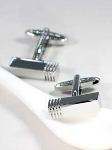 1 Pair Copper Geometric Square Cufflinks For Men - Silver - View 2