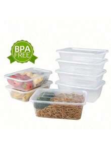 50pcs Food Storage Containers With Snap Lids - 50ml Stackable And Microwave , Suitable For Meal Prep And Takeout, Durable Rectangular Bento Boxes For Healthy Eating - Transparent - View 2