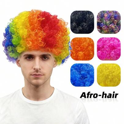 Peluca de explosión de colores, accesorio de disfraz de estilo de payaso con abanico