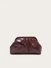 Cartera con clip de diseño de nube fruncida para mujer, versátil, de gran capacidad, de moda & minimalista, adecuada para compras y salidas - Burdeos - Ver 2