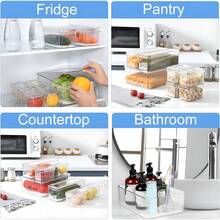14 Pack Fridge Organizer Bins With Lids, Stackable Clear Refrigerator Storage Containers For Fruits, Vegetables, Drinks, Snacks & Pantry Organization,Halloween Candy Storage Box - Trong sáng - Xem 8