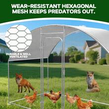 Advwin Metal Chicken Cage, 300x150x183cm Chicken Runs With Cover, Chicken Pen House With Waterproof & Anti-UV Cover, Lockable Door, Poultry Cage For Yard Outdoor Duck Rabbit