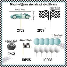LaVenty Race Car Cake Decorations Car Cake Topper Checkered Flag Cake Topper Growing Up Two Fast Birthday DecorFast One Fast Three Need Four Speed Birthday Decorations - Multicolor - View 4